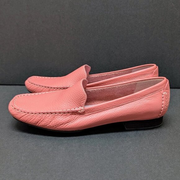 Talbots Pink Ashton Geranium Leather Loafers Pebble Women's Size 8 Flats Shoes - Picture 3 of 7